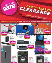 Game End Of Season Clearance August 26 - September 30, 2025